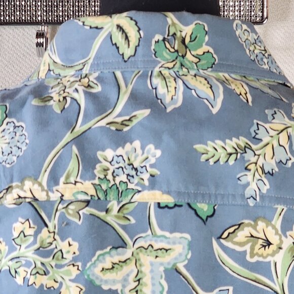 Appleseed's Petite Cotton Canvas Short Waisted Blue Grey Floral Jacket Size 18P - Picture 11 of 16